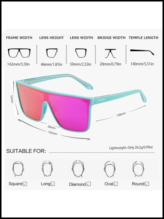 Polarized Square Sunglasses Oversized Flat Top Shield UV Protection main image 4
